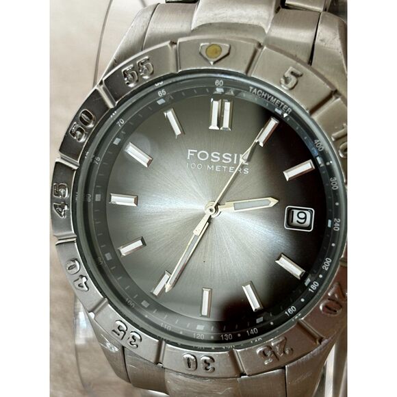 Fossil Blue quartz AM-3688 silver and grey 40mm men's watch, new battery - Picture 3 of 8